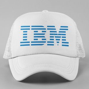 NEW IBM 1972 Logo Foam Trucker Mesh Snapback Hat WHITE